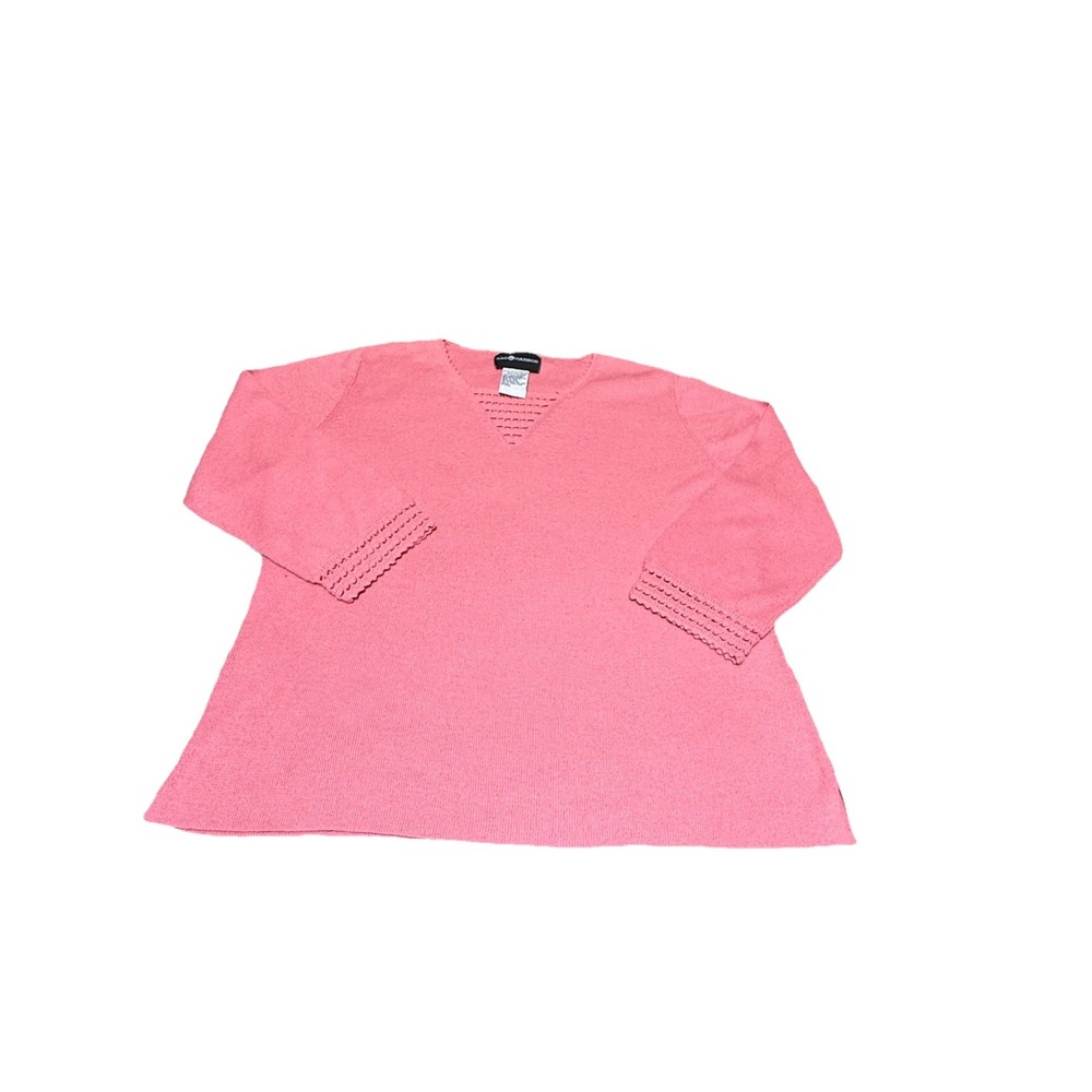 Vintage Southern Lady Knit V-neck  Womens Large Long Sleeve Pink Shirt